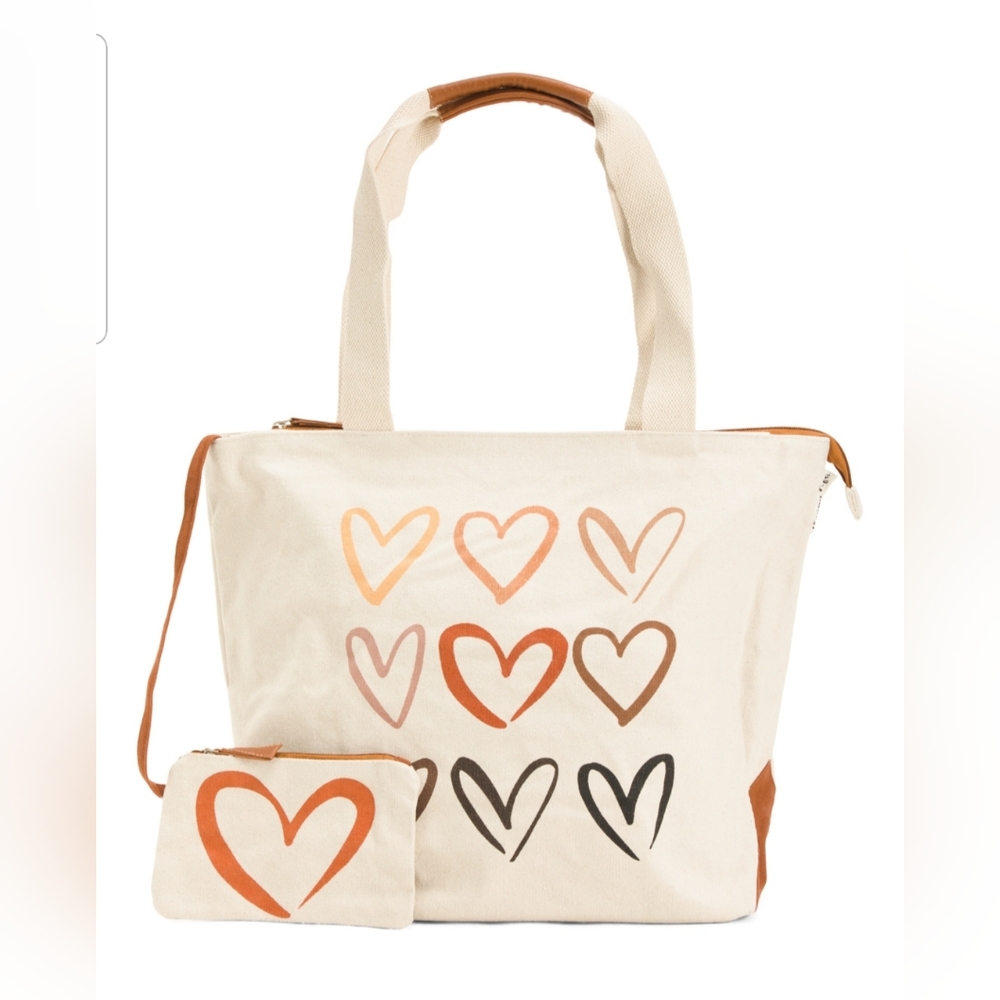Brand new Tote bag with heart graphic.